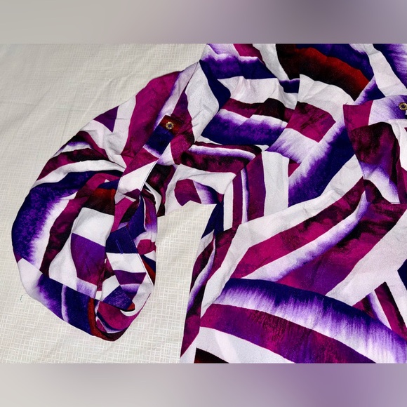 Calvin Klein New NWT Sz 2X Purple White Women's Blouse Shirt Top Light - Picture 6 of 8